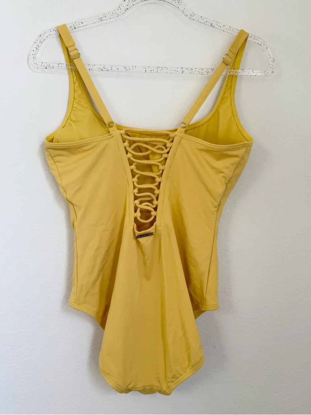 Michael Kors Yellow Lace-up Back One-piece Swimsuit Size 14